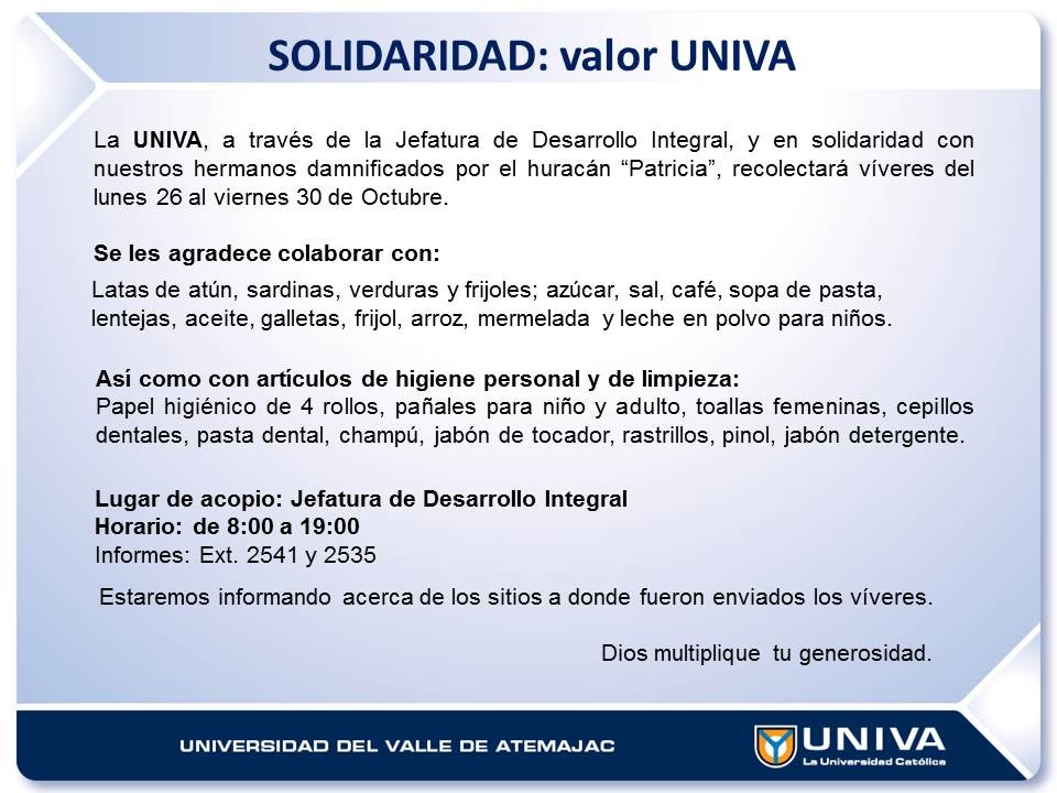 Solidaridad: Valor UNIVA